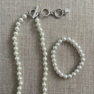 Givenchy faux pearl necklace and faux pearl brace…